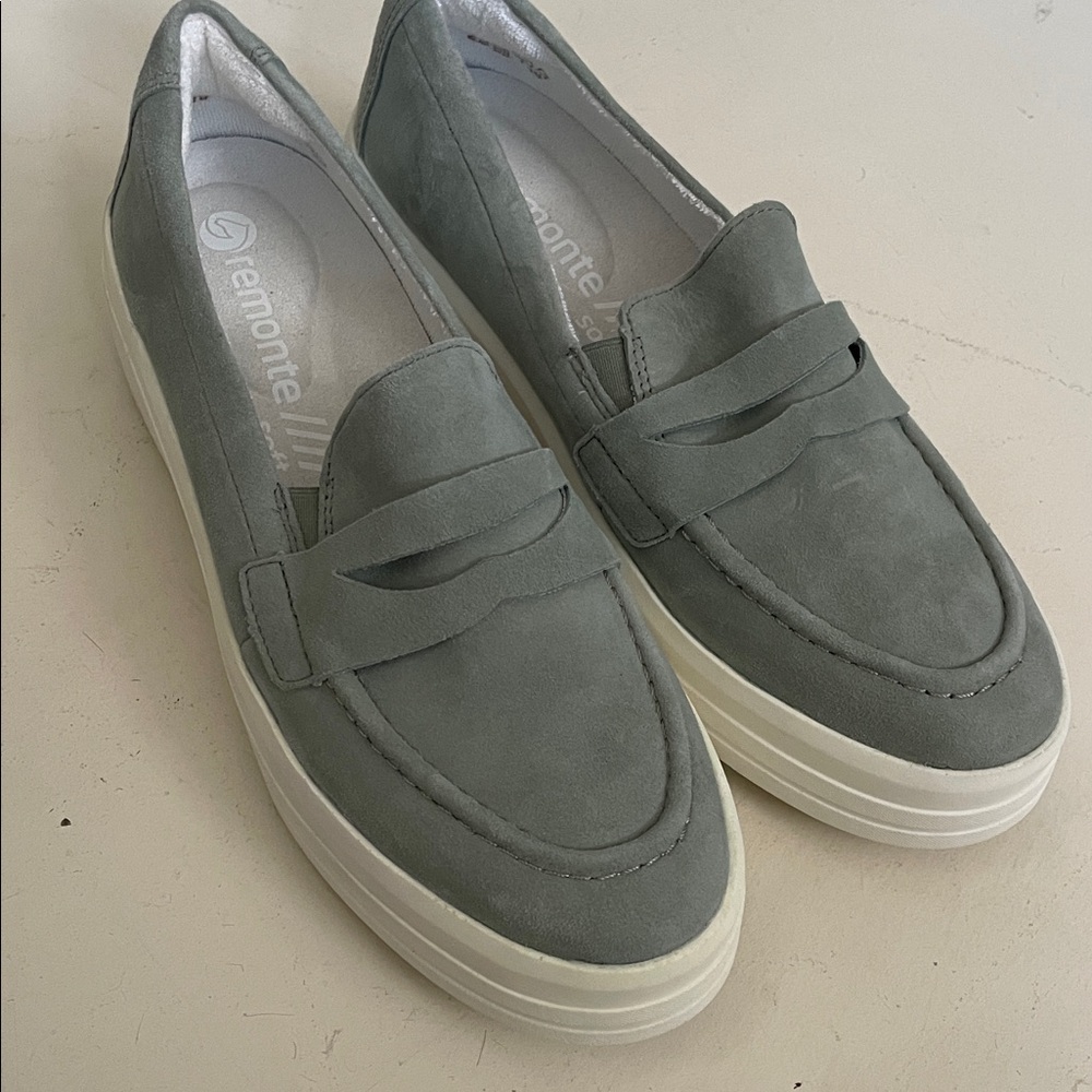 Remonte Sage Green Slip-On Loafers